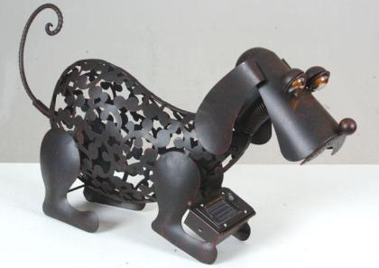 Solardekoration, Hund, leuchtende LED-Augen