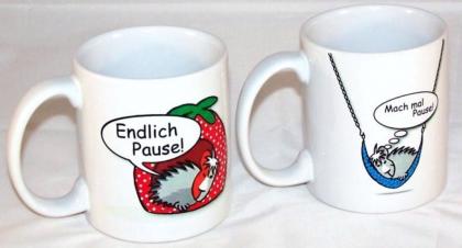 Keramikbecher, Tassen mit verschiedenen Motiven