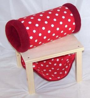 Kuschelsachenset 3 Teile, Hängemattengestell, Hängematte, Kuschelrolle rot mit w