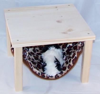 Hängemattengestell mit 1 Hängematte Leopard Tierfellimitat für Meerschweinchen