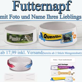 Wassernapf - Futternapf mit Foto s und/oder Name/Text nach Ihren Wünschen