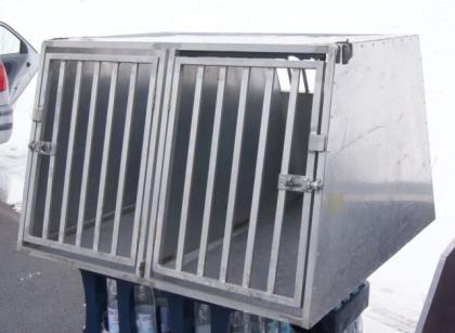 Masive Alu Doppel-Box XXL für 2 Hunde mit herausnehmbarer Trennwand