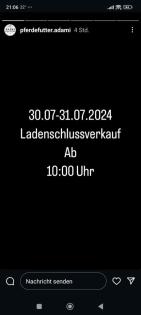 Laden Schließverkauf 30-31. 07. 2024 ab 10 Uhr Pferdefutter
