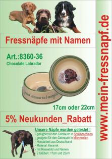 Fressnapf, Hundenapf mit Namen - Chocolate Labrador