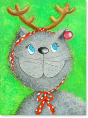 Weihnachtskatze Lina - Kunst - Geschenk für Katzenliebhaber