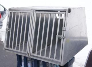 Masive Alu Doppel-Box XXL für 2 Hunde mit herausnehmbarer Trennwand