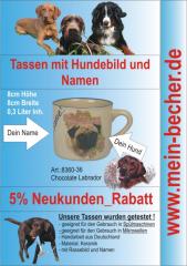 Tasse mit Namen, Namenstasse, Becher mit Namen und Hunderassebild - Chocolate La