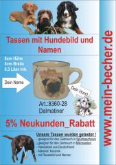Tasse mit Namen, Namenstasse, Becher mit Namen und Hunderassebild - Dalmatiner
