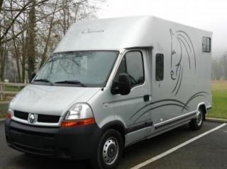 Lkw-transport von zwei pferden renault dci